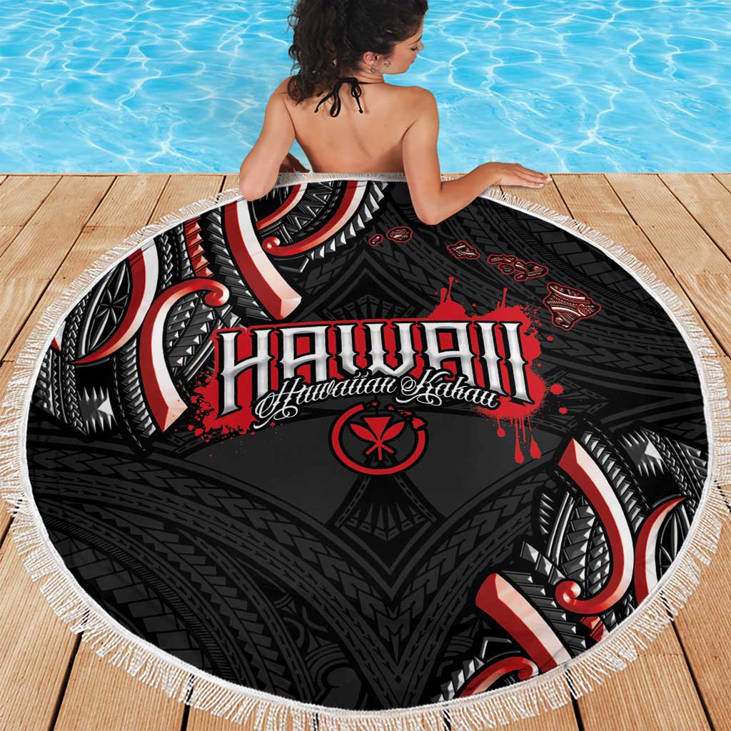 Traditional Art Hawaiian Kakau Tattoos Beach Blanket Red Color LT03 - Polynesian Pride