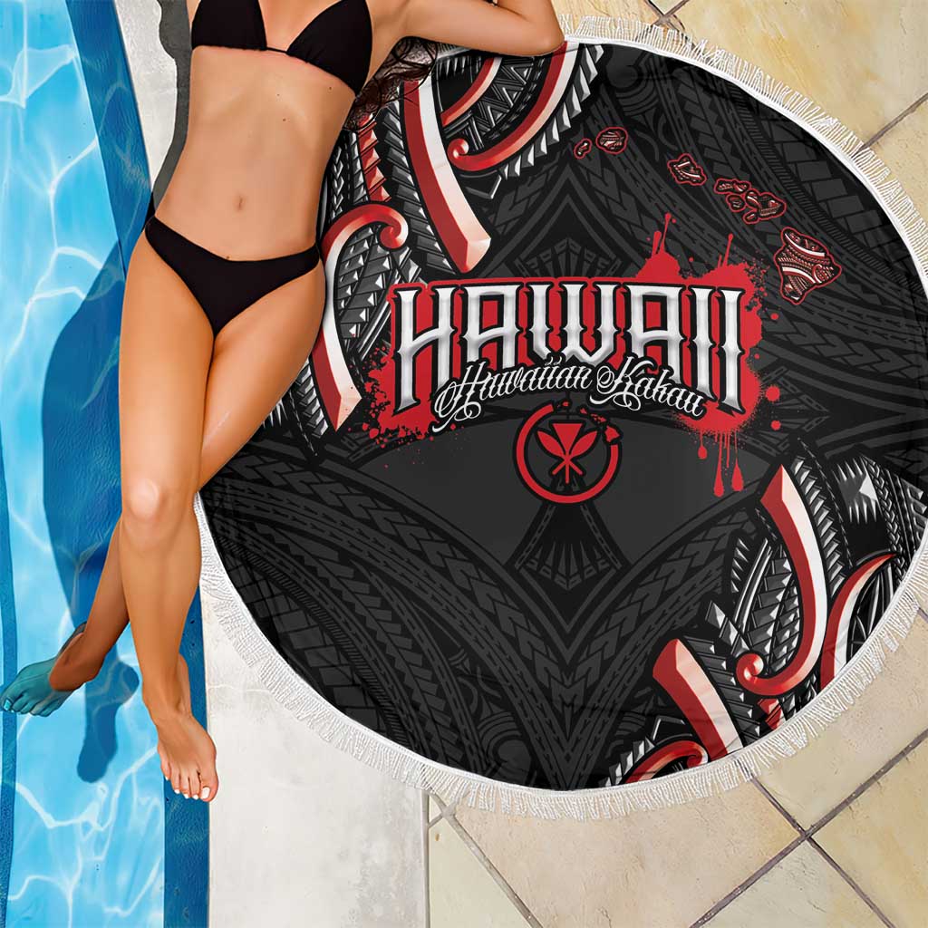 Traditional Art Hawaiian Kakau Tattoos Beach Blanket Red Color LT03 - Polynesian Pride