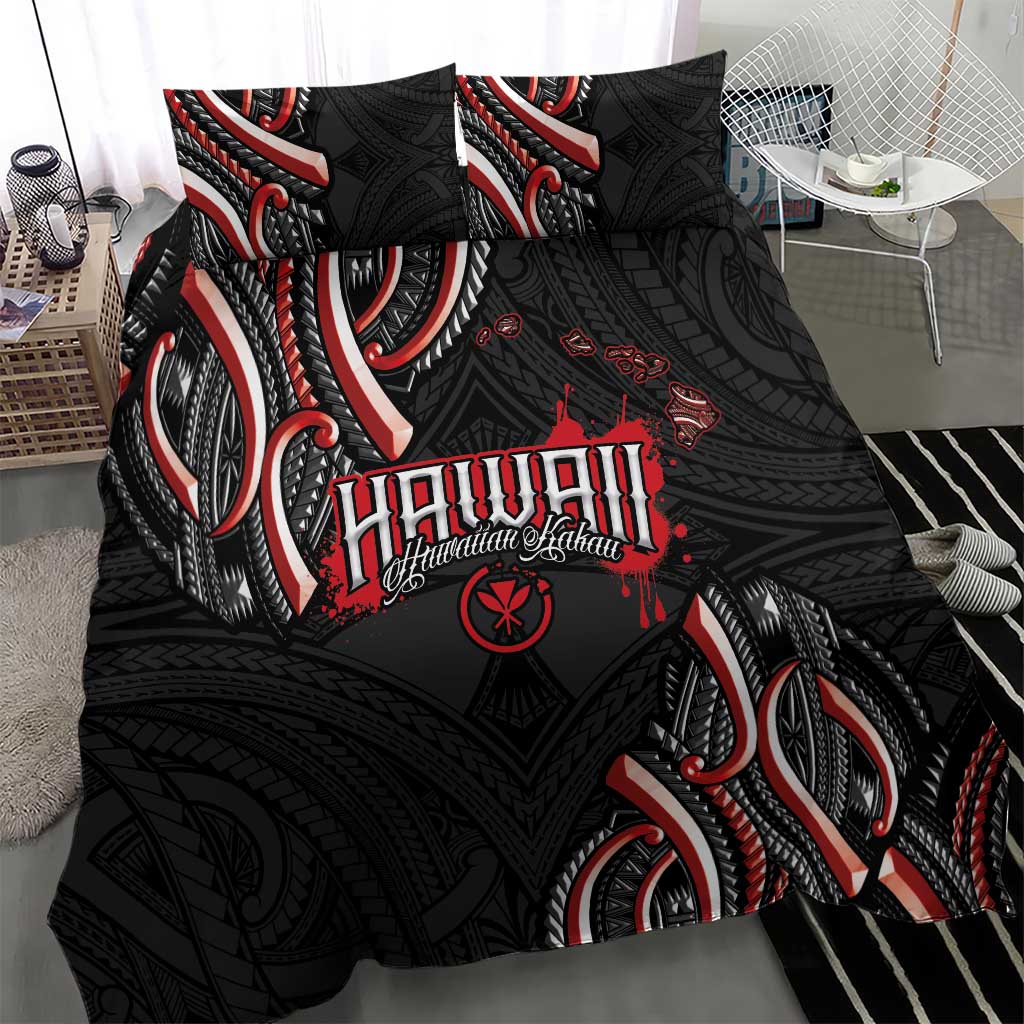 Traditional Art Hawaiian Kakau Tattoos Bedding Set Red Color - Polynesian Pride