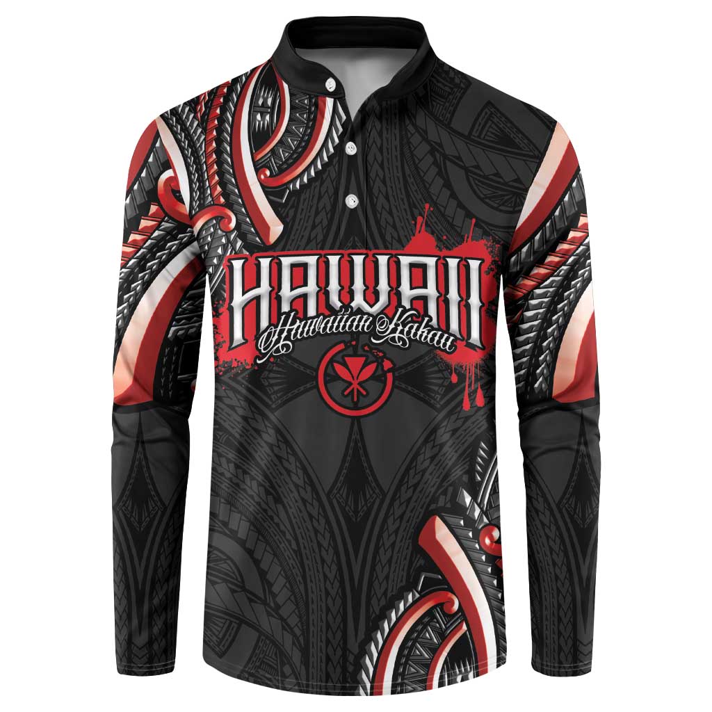Traditional Art Hawaiian Kakau Tattoos Button Sweatshirt Red Color LT03 Red - Polynesian Pride