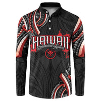 Traditional Art Hawaiian Kakau Tattoos Button Sweatshirt Red Color LT03 Red - Polynesian Pride