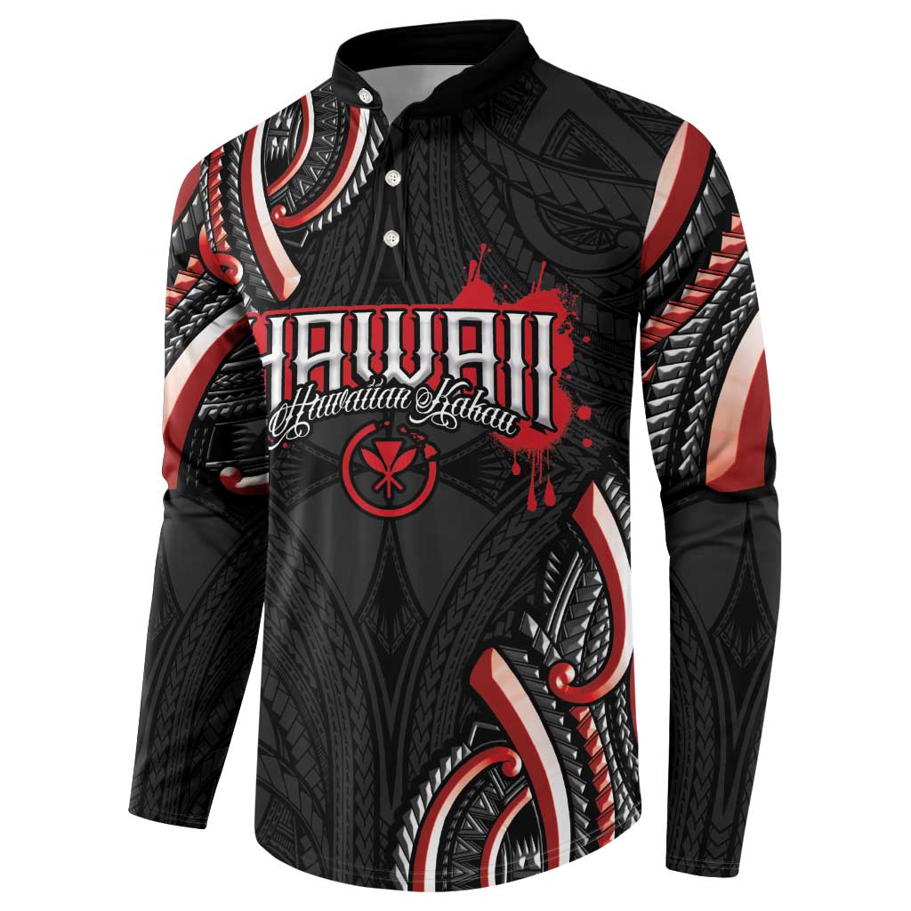 Traditional Art Hawaiian Kakau Tattoos Button Sweatshirt Red Color LT03 - Polynesian Pride