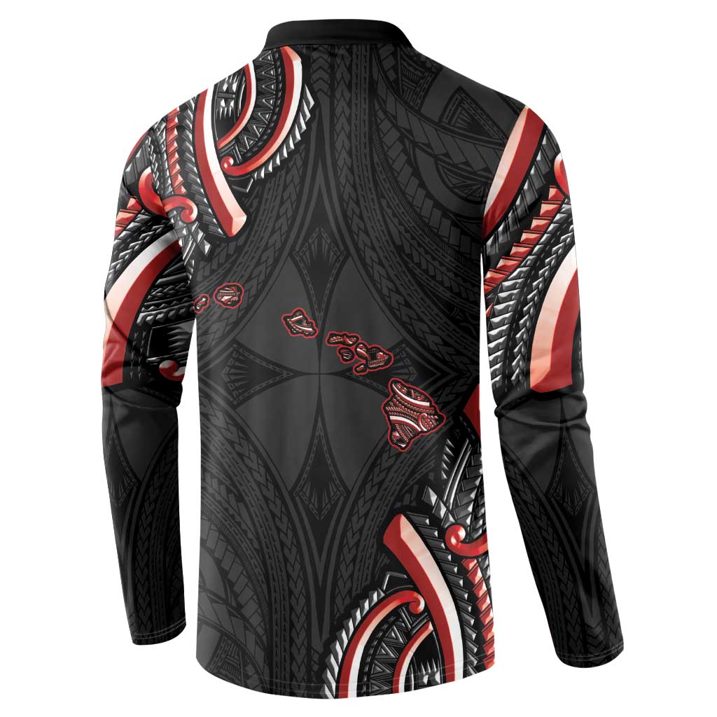 Traditional Art Hawaiian Kakau Tattoos Button Sweatshirt Red Color LT03 - Polynesian Pride