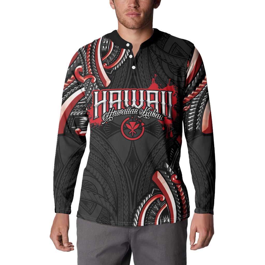Traditional Art Hawaiian Kakau Tattoos Button Sweatshirt Red Color LT03 - Polynesian Pride
