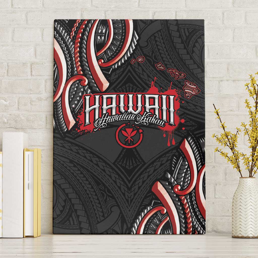 Traditional Art Hawaiian Kakau Tattoos Canvas Wall Art Red Color LT03 Without Frame Red - Polynesian Pride