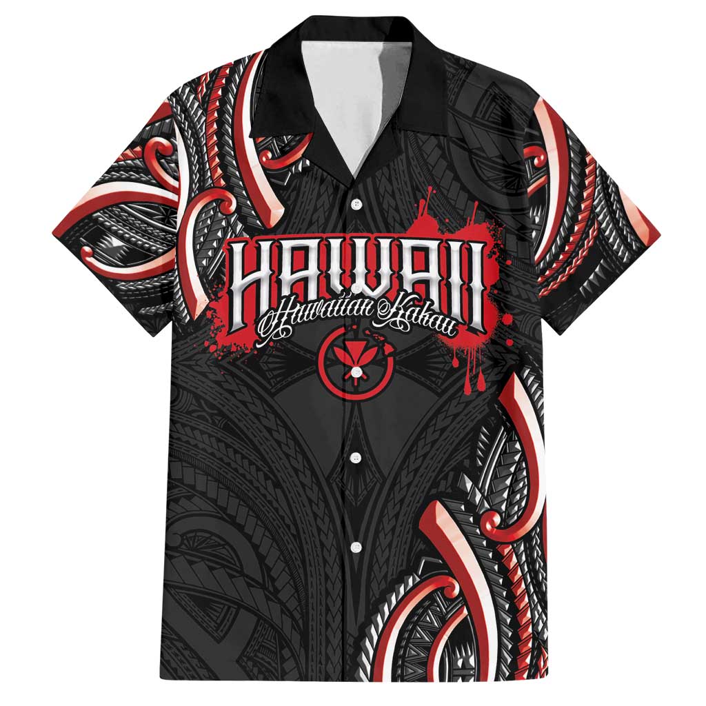 Traditional Art Hawaiian Kakau Tattoos Family Matching Long Sleeve Bodycon Dress and Hawaiian Shirt Red Color - Polynesian Pride