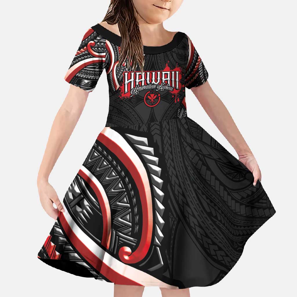 Traditional Art Hawaiian Kakau Tattoos Family Matching Off Shoulder Maxi Dress and Hawaiian Shirt Red Color - Polynesian Pride