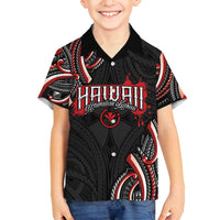Traditional Art Hawaiian Kakau Tattoos Family Matching Off Shoulder Maxi Dress and Hawaiian Shirt Red Color - Polynesian Pride