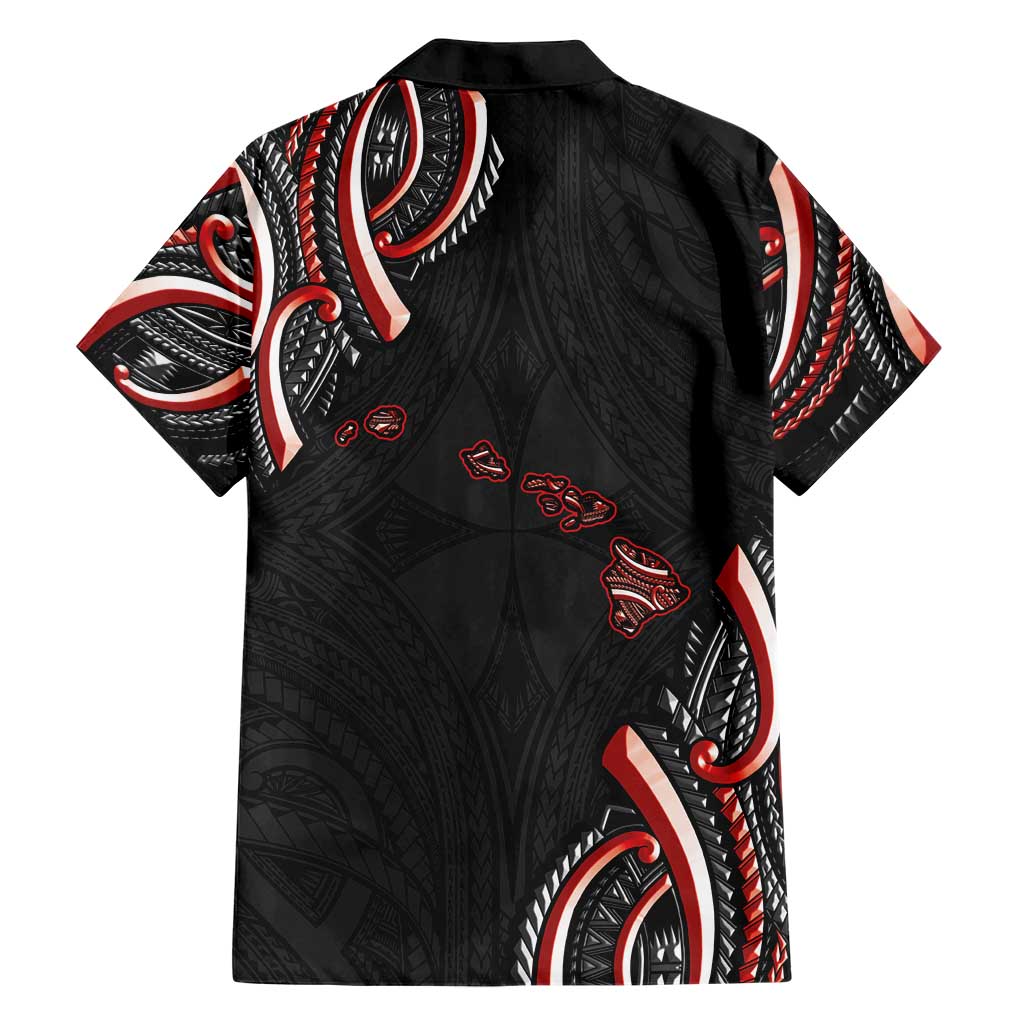 Traditional Art Hawaiian Kakau Tattoos Family Matching Short Sleeve Bodycon Dress and Hawaiian Shirt Red Color - Polynesian Pride