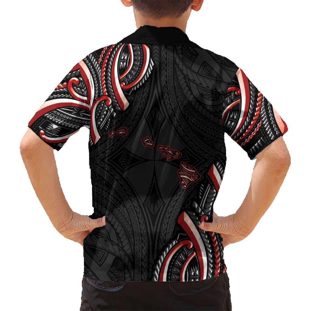Traditional Art Hawaiian Kakau Tattoos Family Matching Summer Maxi Dress and Hawaiian Shirt Red Color - Polynesian Pride