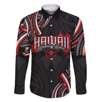 Traditional Art Hawaiian Kakau Tattoos Family Matching Tank Maxi Dress and Hawaiian Shirt Red Color - Polynesian Pride