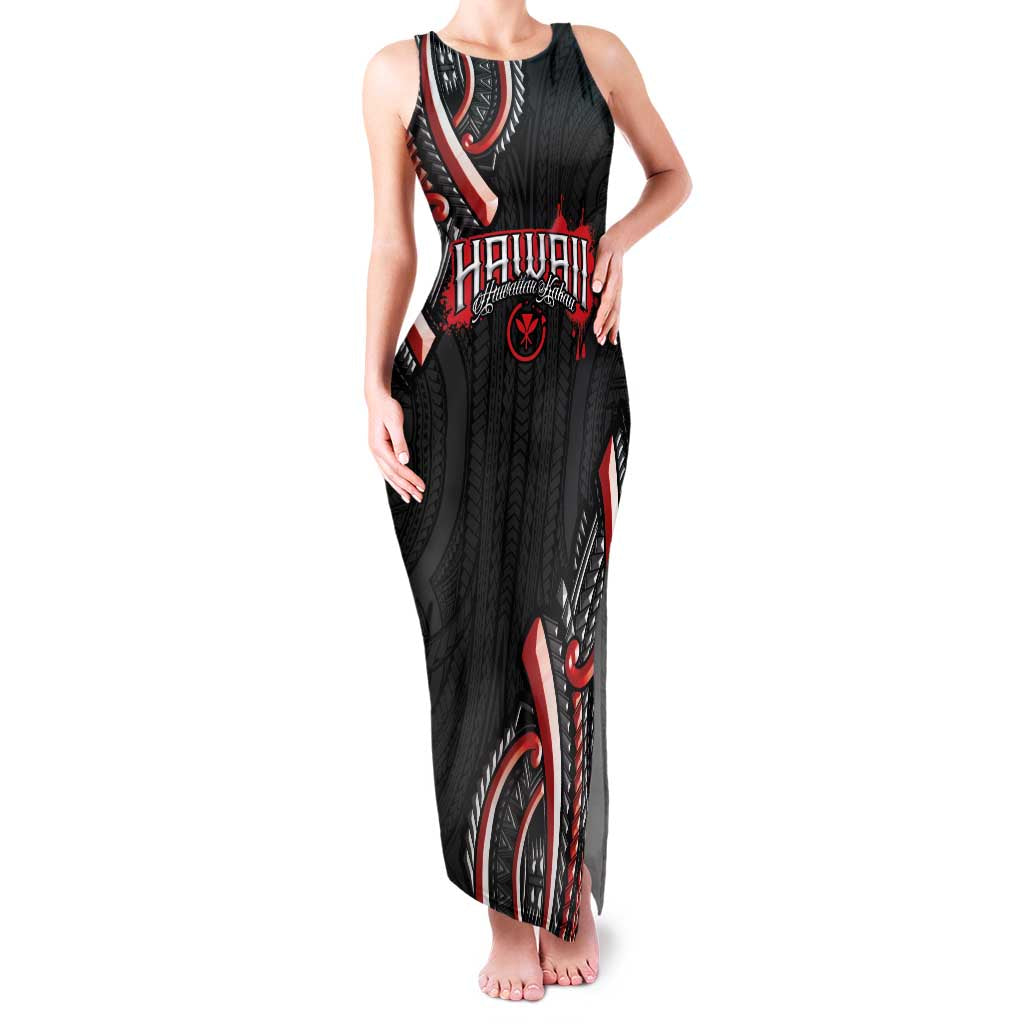 Traditional Art Hawaiian Kakau Tattoos Family Matching Tank Maxi Dress and Hawaiian Shirt Red Color - Polynesian Pride