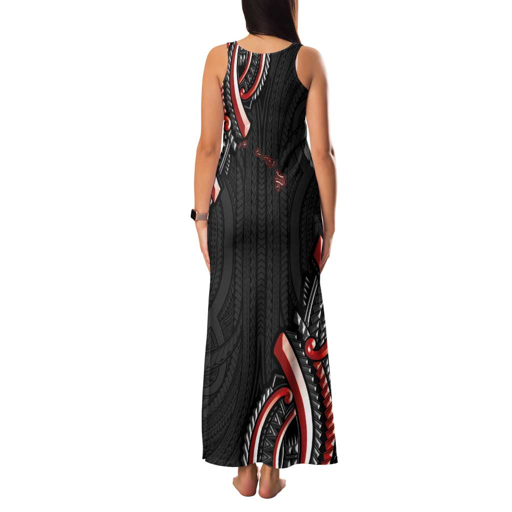 Traditional Art Hawaiian Kakau Tattoos Family Matching Tank Maxi Dress and Hawaiian Shirt Red Color - Polynesian Pride