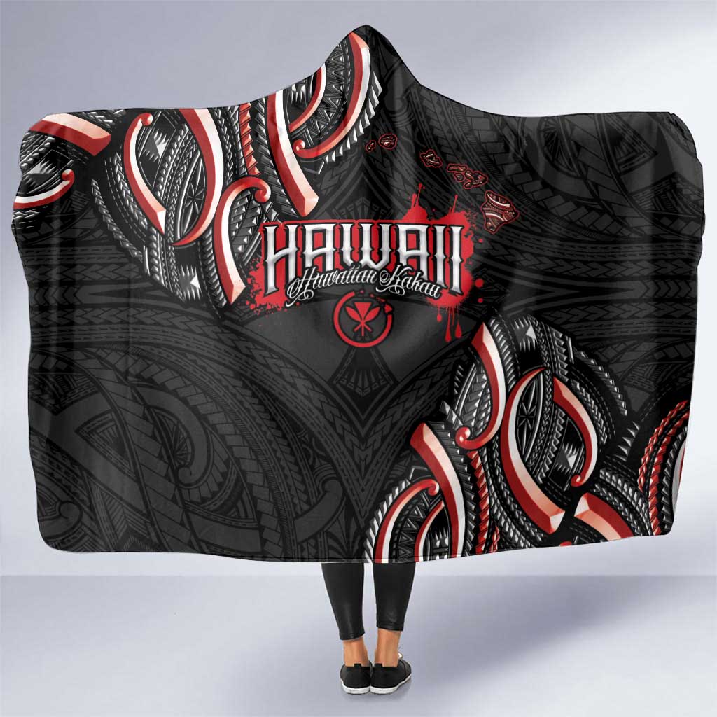 Traditional Art Hawaiian Kakau Tattoos Hooded Blanket Red Color - Polynesian Pride