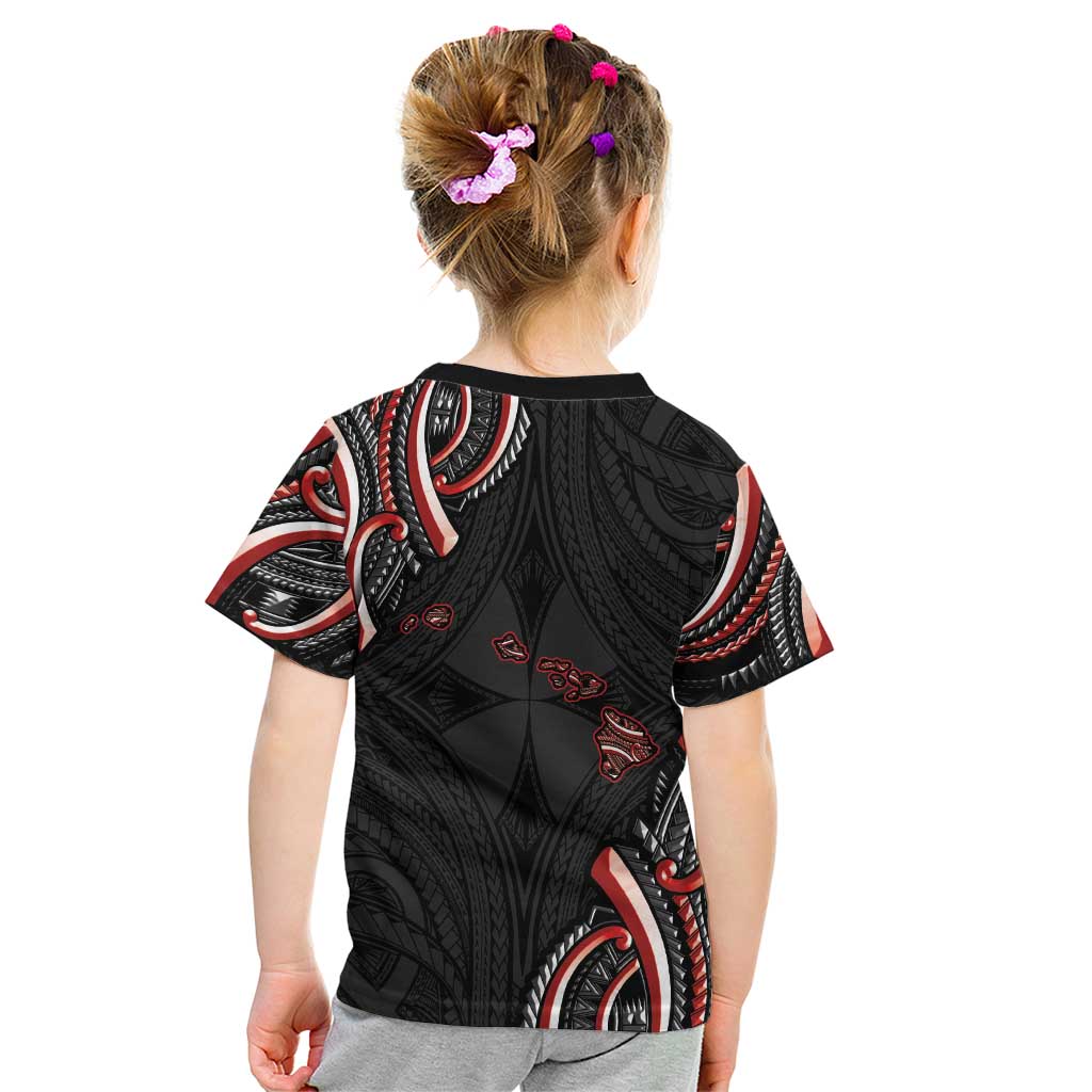 Traditional Art Hawaiian Kakau Tattoos Kid T Shirt Red Color - Polynesian Pride