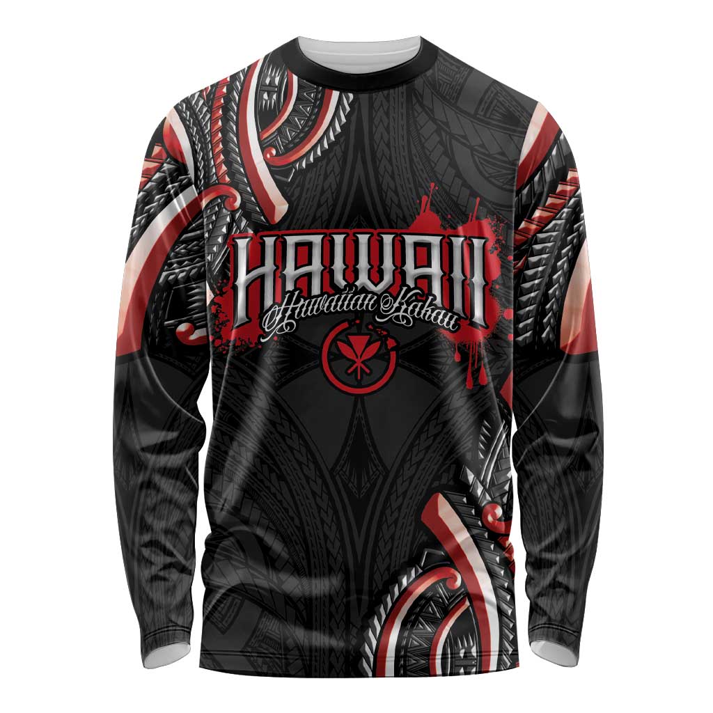 Traditional Art Hawaiian Kakau Tattoos Long Sleeve Shirt Red Color LT03 Unisex Red - Polynesian Pride