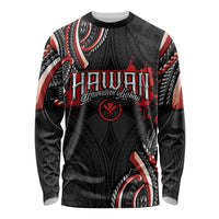 Traditional Art Hawaiian Kakau Tattoos Long Sleeve Shirt Red Color LT03 Unisex Red - Polynesian Pride