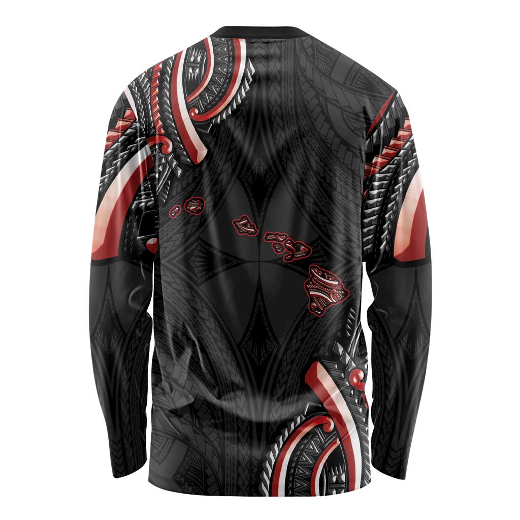Traditional Art Hawaiian Kakau Tattoos Long Sleeve Shirt Red Color LT03 - Polynesian Pride