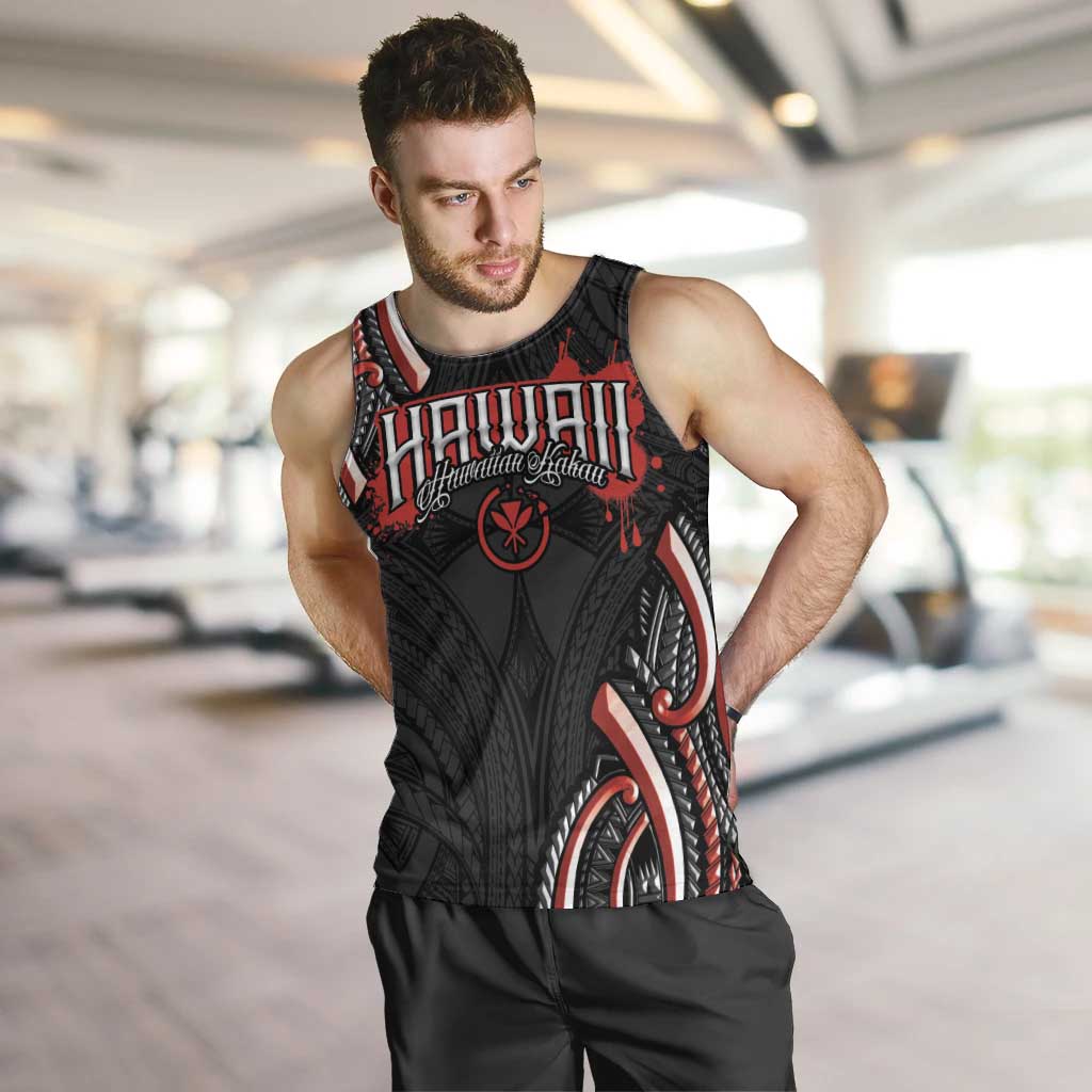 Traditional Art Hawaiian Kakau Tattoos Men Tank Top Red Color LT03 Red - Polynesian Pride