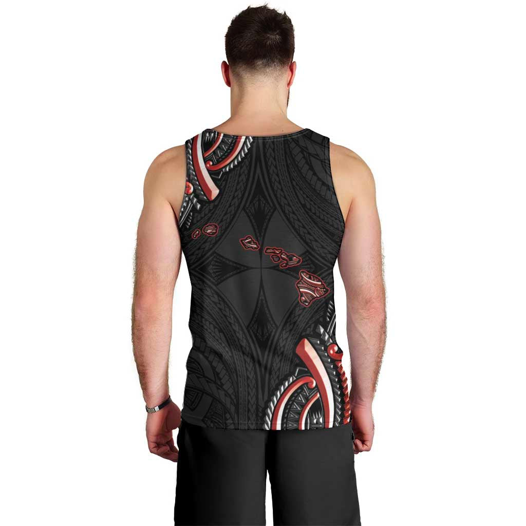 Traditional Art Hawaiian Kakau Tattoos Men Tank Top Red Color LT03 - Polynesian Pride