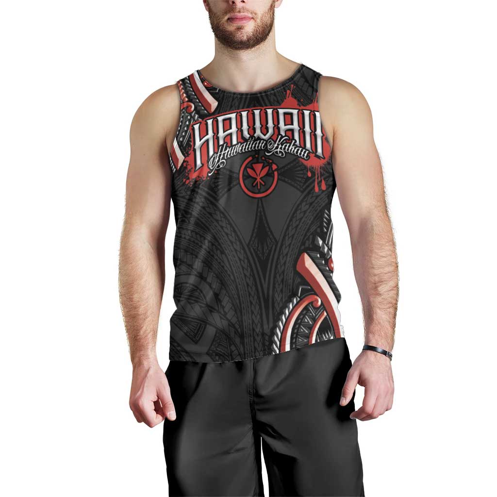 Traditional Art Hawaiian Kakau Tattoos Men Tank Top Red Color LT03 - Polynesian Pride