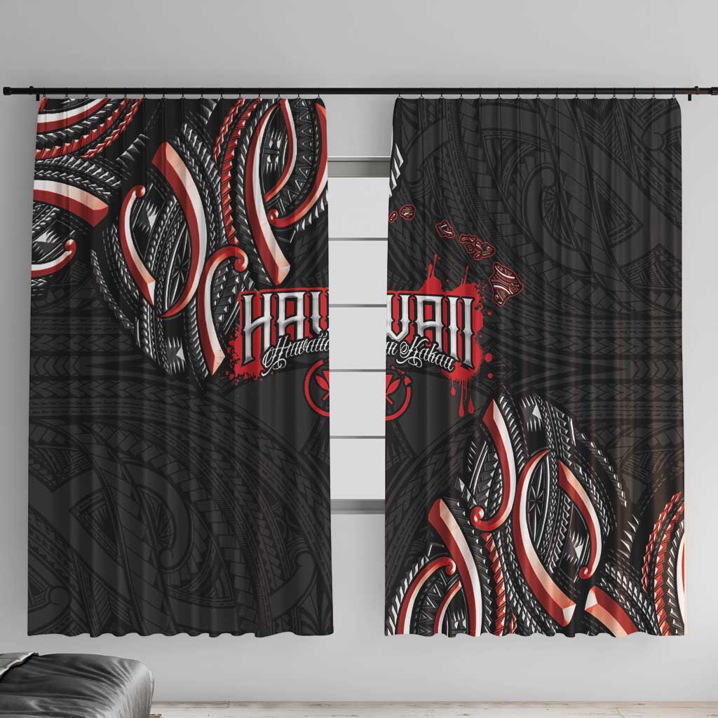 Traditional Art Hawaiian Kakau Tattoos Window Curtain Red Color - Polynesian Pride