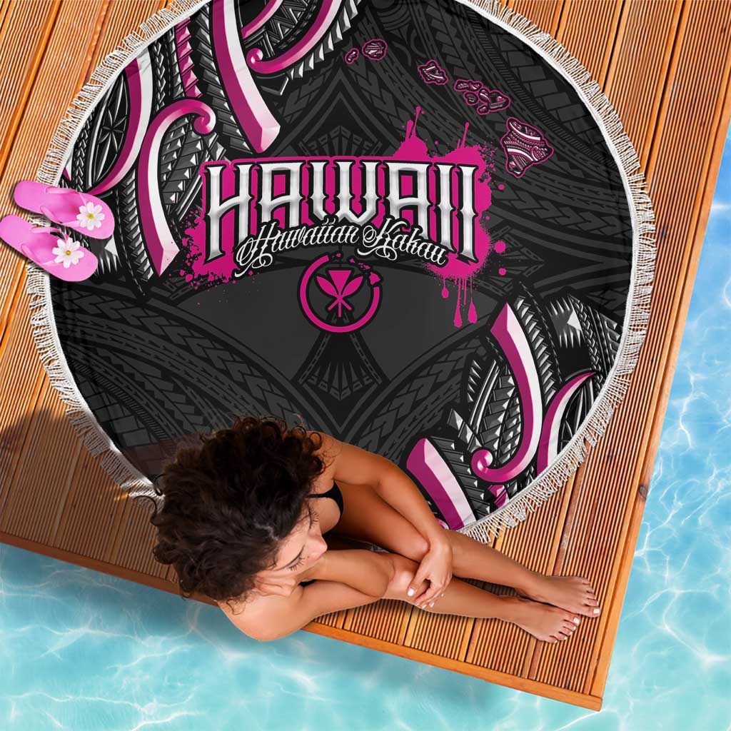 Traditional Art Hawaiian Kakau Tattoos Beach Blanket Pink Color LT03 - Polynesian Pride