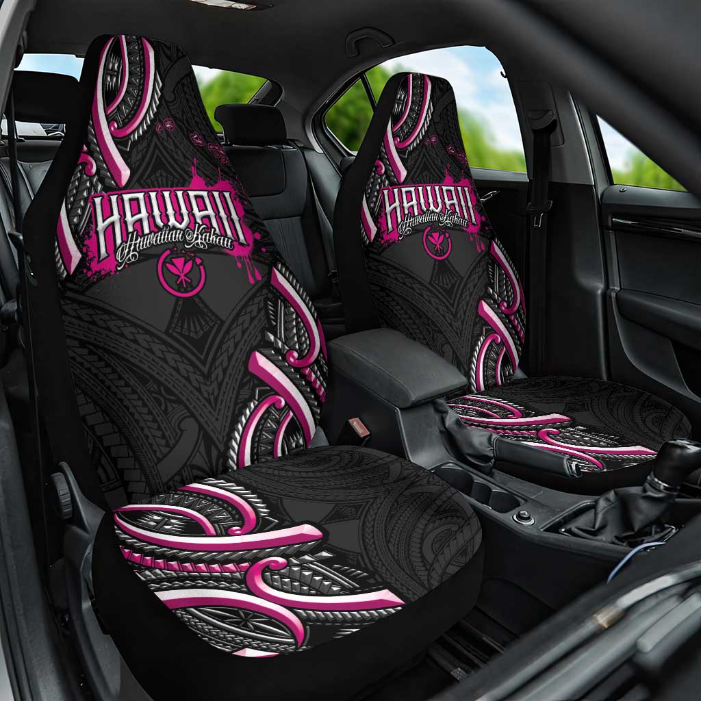 Traditional Art Hawaiian Kakau Tattoos Car Seat Cover Pink Color - Polynesian Pride