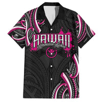 Traditional Art Hawaiian Kakau Tattoos Family Matching Off Shoulder Short Dress and Hawaiian Shirt Pink Color - Polynesian Pride