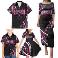 Traditional Art Hawaiian Kakau Tattoos Family Matching Puletasi and Hawaiian Shirt Pink Color - Polynesian Pride