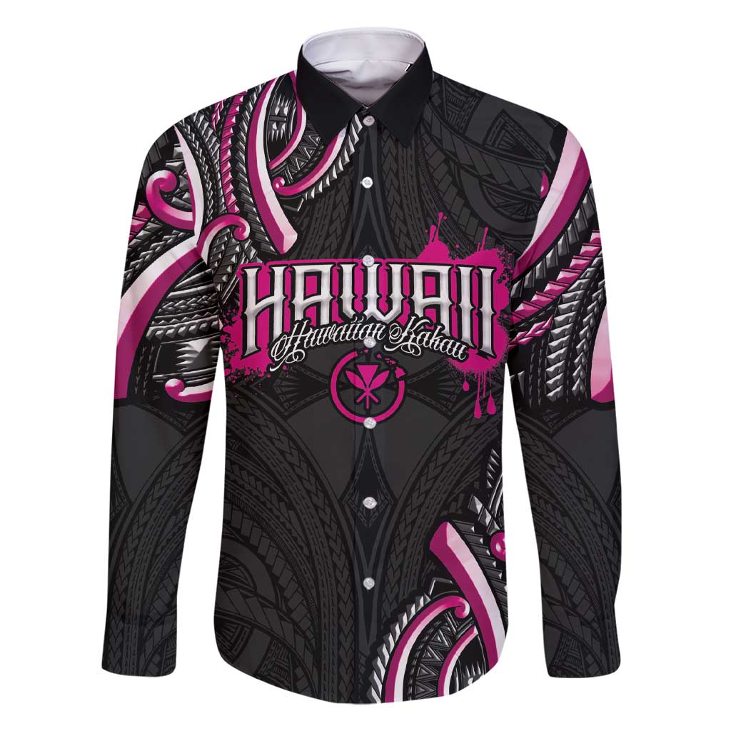 Traditional Art Hawaiian Kakau Tattoos Family Matching Short Sleeve Bodycon Dress and Hawaiian Shirt Pink Color - Polynesian Pride