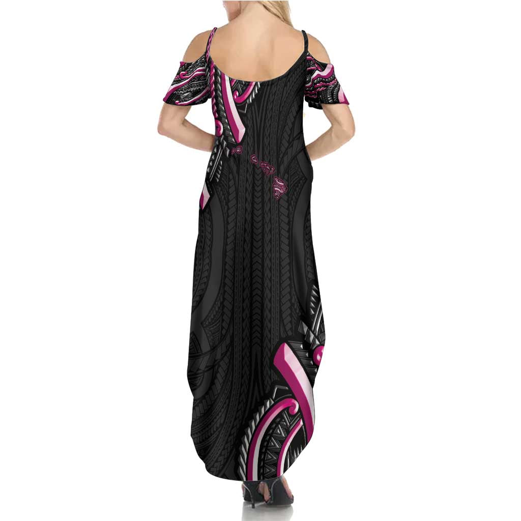 Traditional Art Hawaiian Kakau Tattoos Family Matching Summer Maxi Dress and Hawaiian Shirt Pink Color - Polynesian Pride