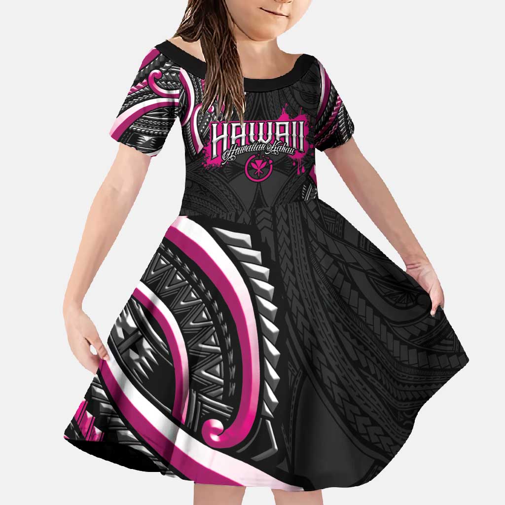 Traditional Art Hawaiian Kakau Tattoos Family Matching Tank Maxi Dress and Hawaiian Shirt Pink Color - Polynesian Pride