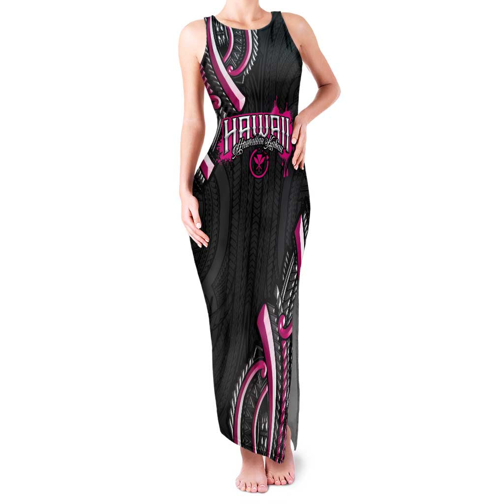 Traditional Art Hawaiian Kakau Tattoos Family Matching Tank Maxi Dress and Hawaiian Shirt Pink Color - Polynesian Pride