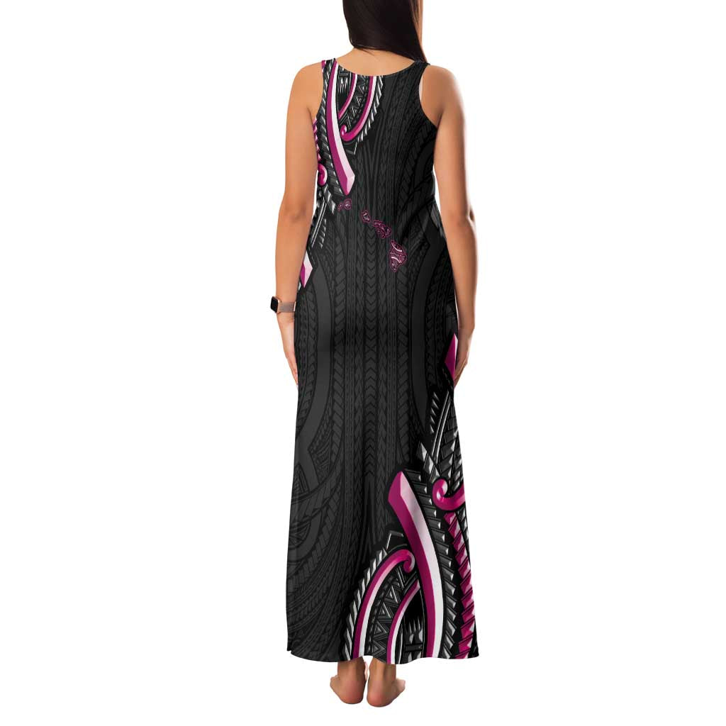 Traditional Art Hawaiian Kakau Tattoos Family Matching Tank Maxi Dress and Hawaiian Shirt Pink Color - Polynesian Pride
