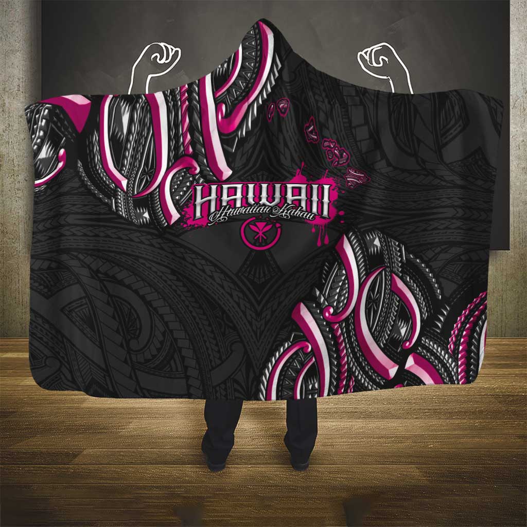 Traditional Art Hawaiian Kakau Tattoos Hooded Blanket Pink Color - Polynesian Pride