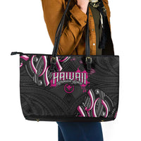Traditional Art Hawaiian Kakau Tattoos Leather Tote Bag Pink Color - Polynesian Pride