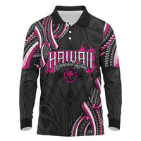 Traditional Art Hawaiian Kakau Tattoos Long Sleeve Polo Shirt Pink Color - Polynesian Pride