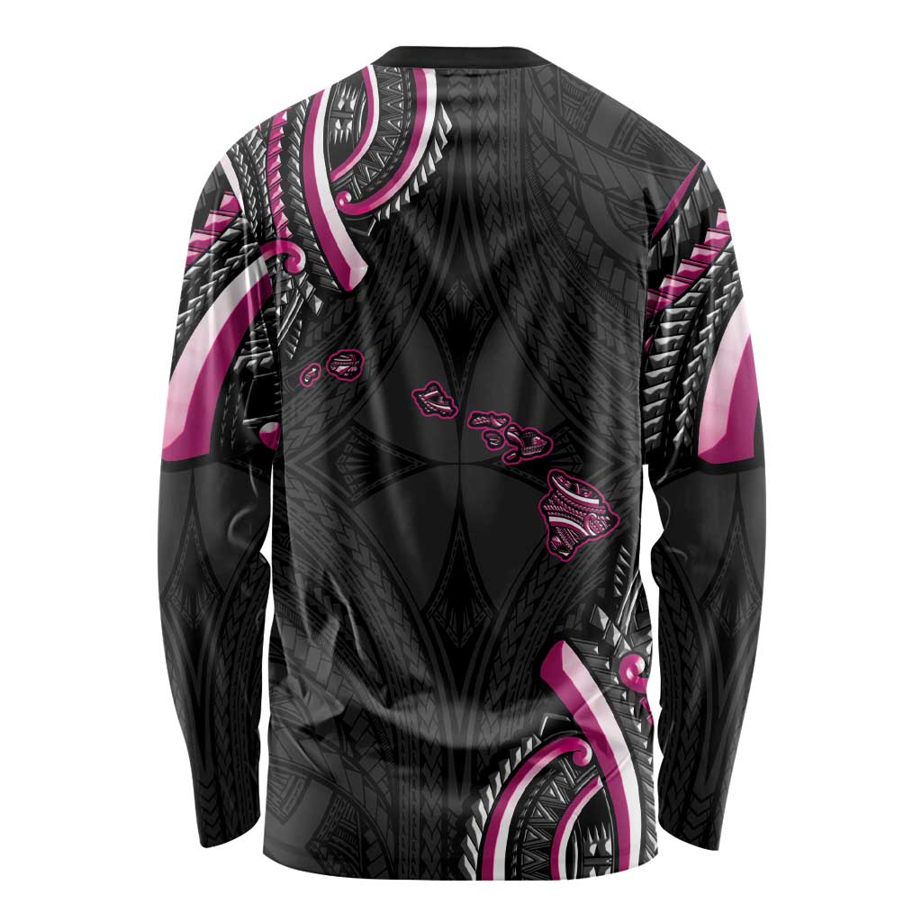 Traditional Art Hawaiian Kakau Tattoos Long Sleeve Shirt Pink Color LT03 - Polynesian Pride