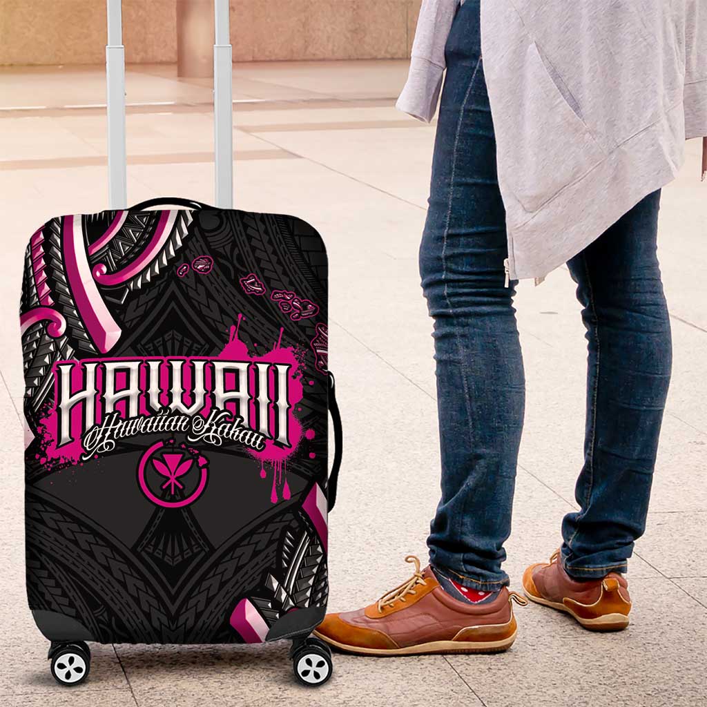 Traditional Art Hawaiian Kakau Tattoos Luggage Cover Pink Color - Polynesian Pride