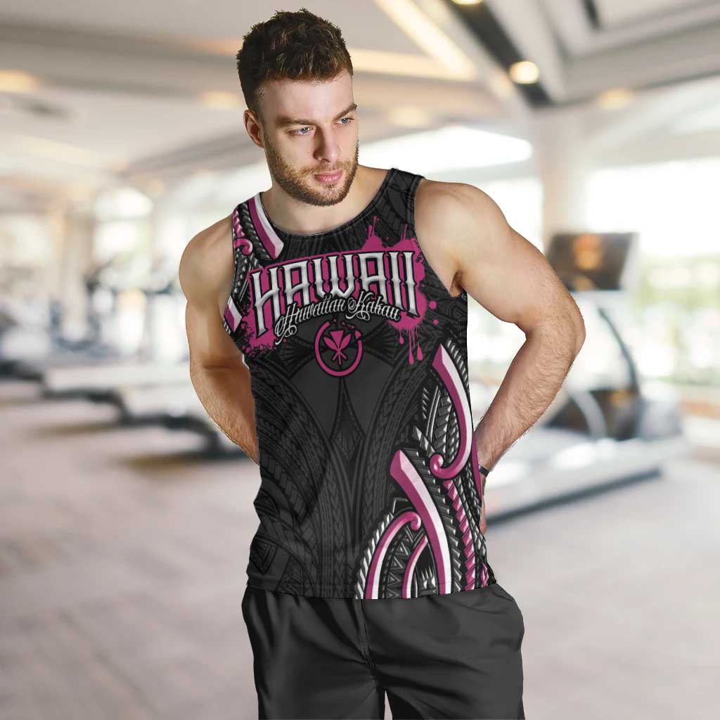Traditional Art Hawaiian Kakau Tattoos Men Tank Top Pink Color LT03 Pink - Polynesian Pride