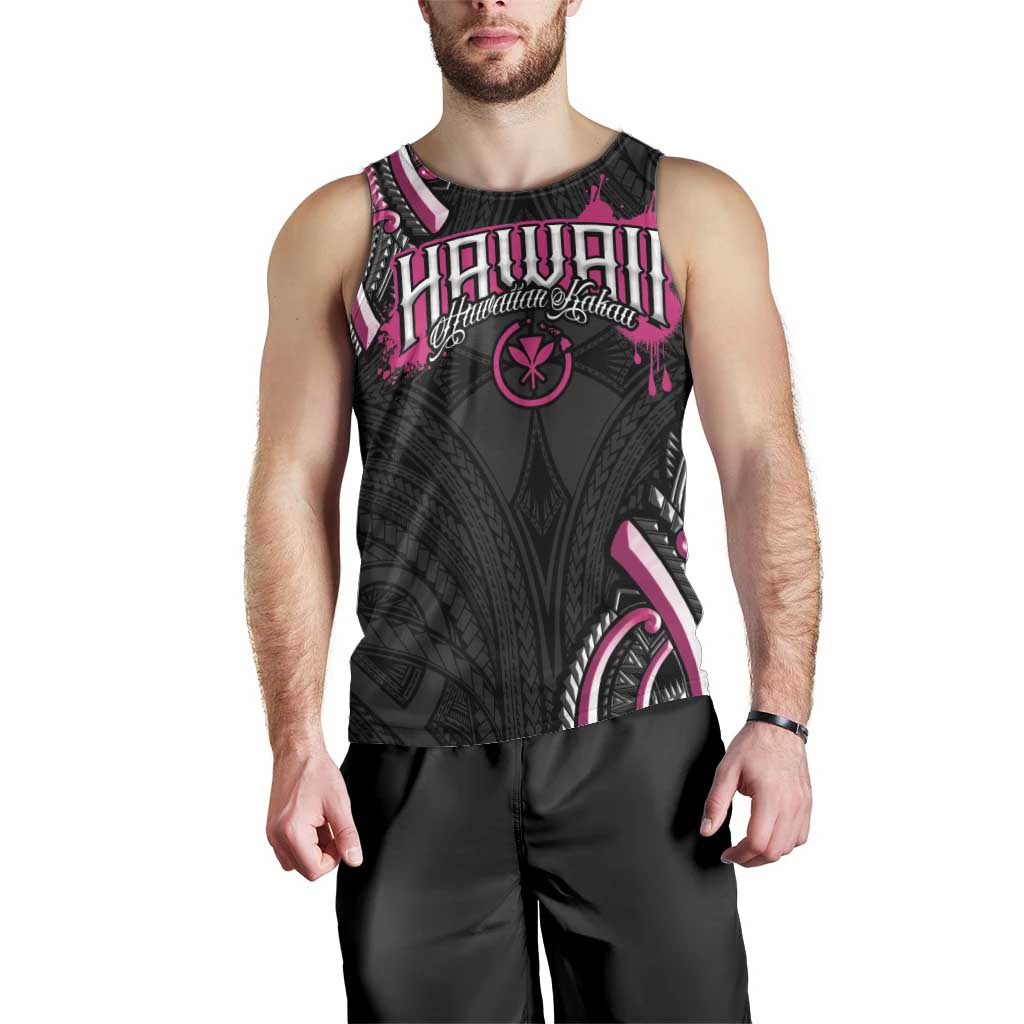 Traditional Art Hawaiian Kakau Tattoos Men Tank Top Pink Color LT03 - Polynesian Pride