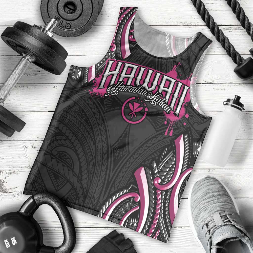 Traditional Art Hawaiian Kakau Tattoos Men Tank Top Pink Color LT03 - Polynesian Pride