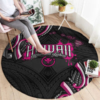 Traditional Art Hawaiian Kakau Tattoos Round Carpet Pink Color - Polynesian Pride