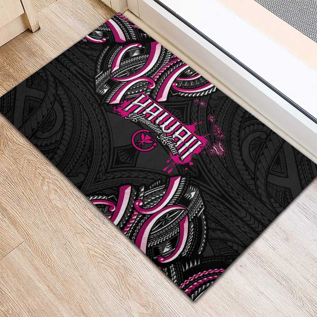 Traditional Art Hawaiian Kakau Tattoos Rubber Doormat Pink Color LT03 - Polynesian Pride