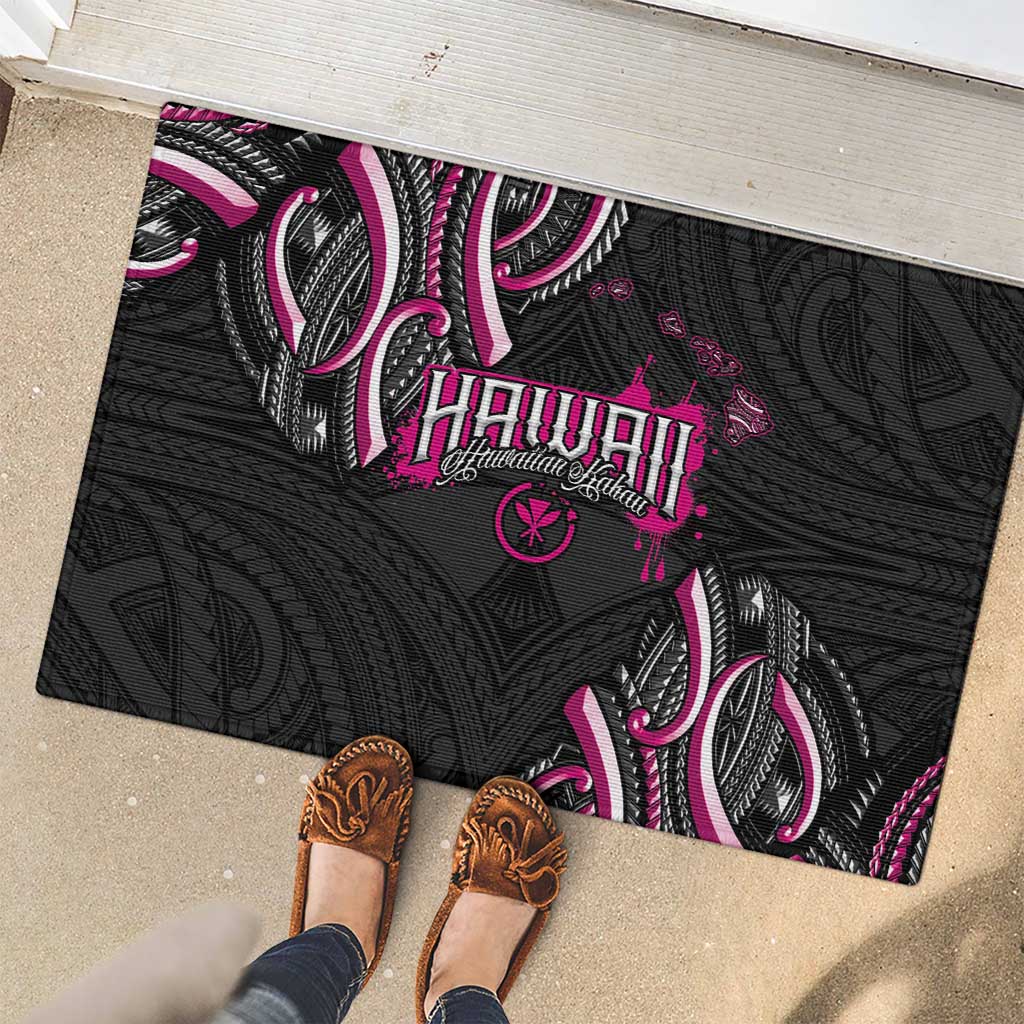 Traditional Art Hawaiian Kakau Tattoos Rubber Doormat Pink Color LT03 - Polynesian Pride