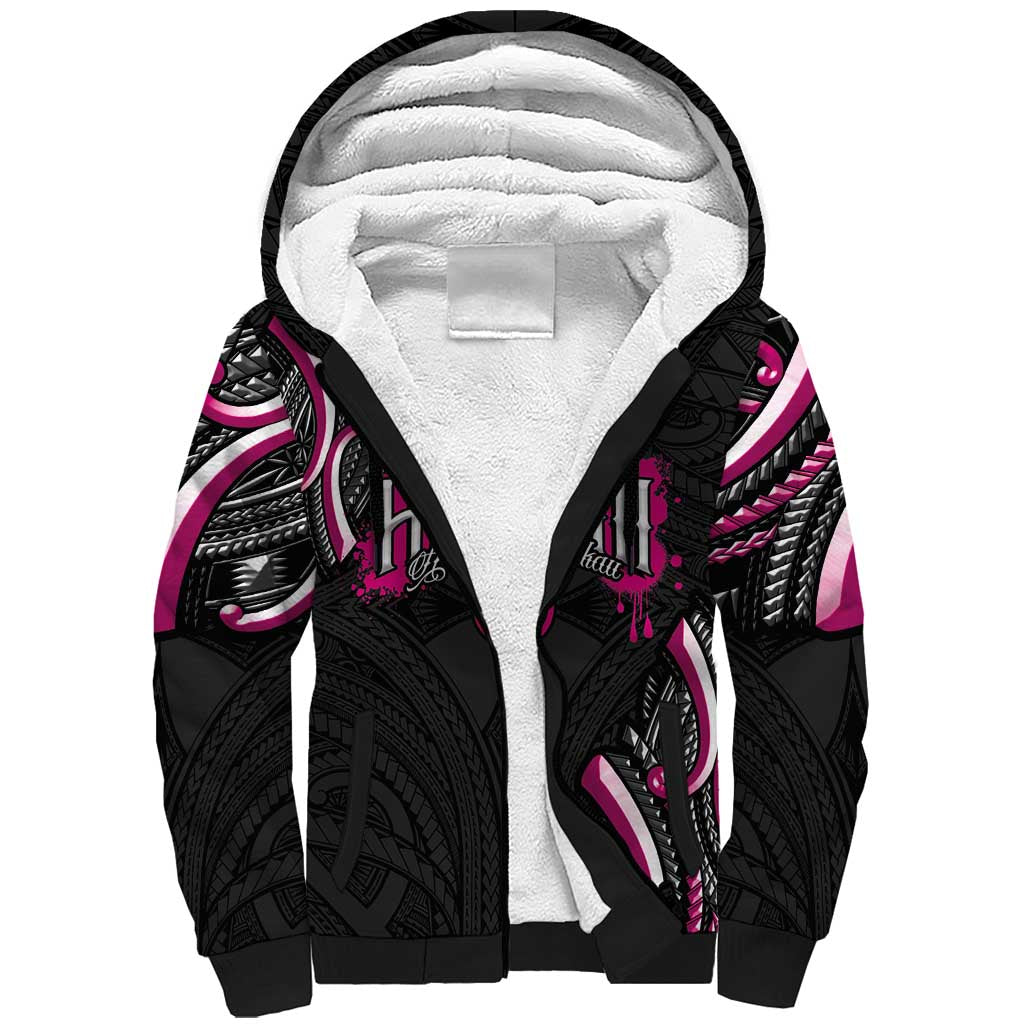 Traditional Art Hawaiian Kakau Tattoos Sherpa Hoodie Pink Color LT03 Unisex Pink - Polynesian Pride