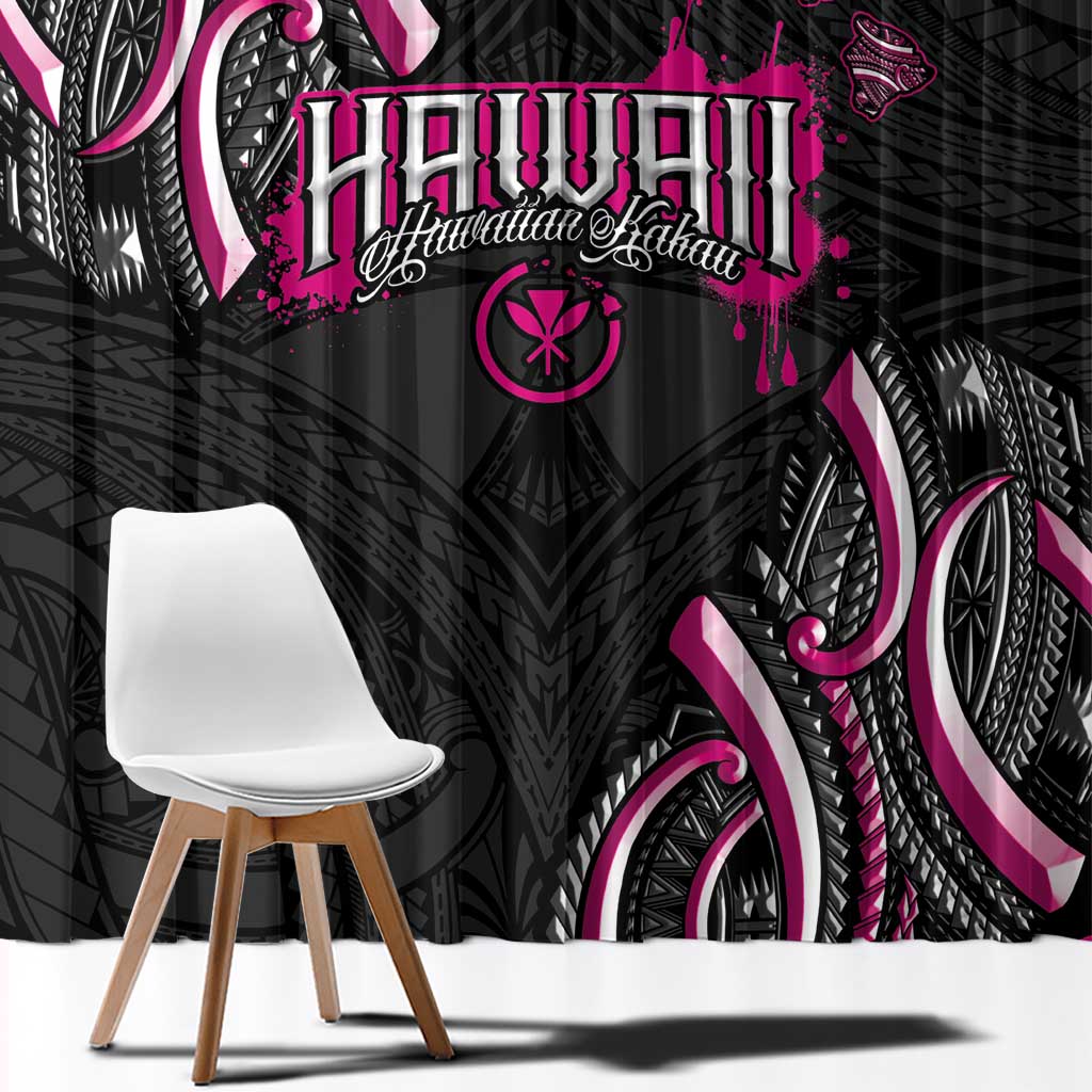 Traditional Art Hawaiian Kakau Tattoos Window Curtain Pink Color - Polynesian Pride