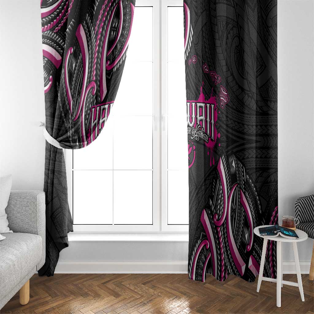 Traditional Art Hawaiian Kakau Tattoos Window Curtain Pink Color - Polynesian Pride