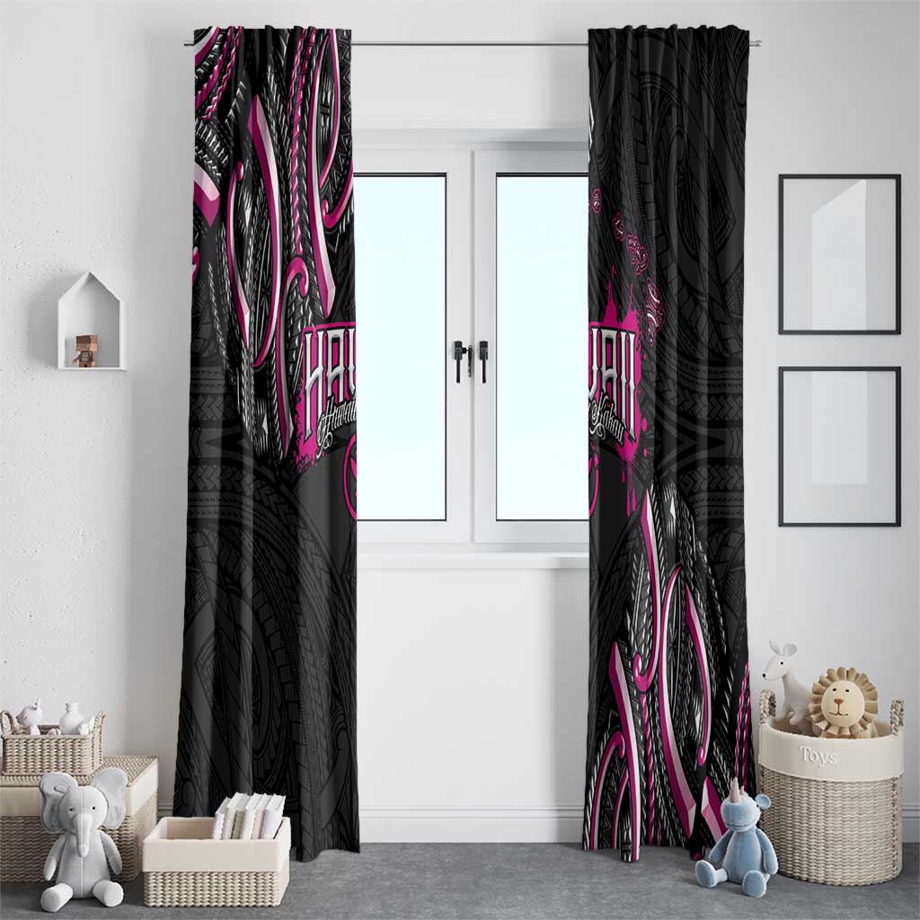 Traditional Art Hawaiian Kakau Tattoos Window Curtain Pink Color - Polynesian Pride